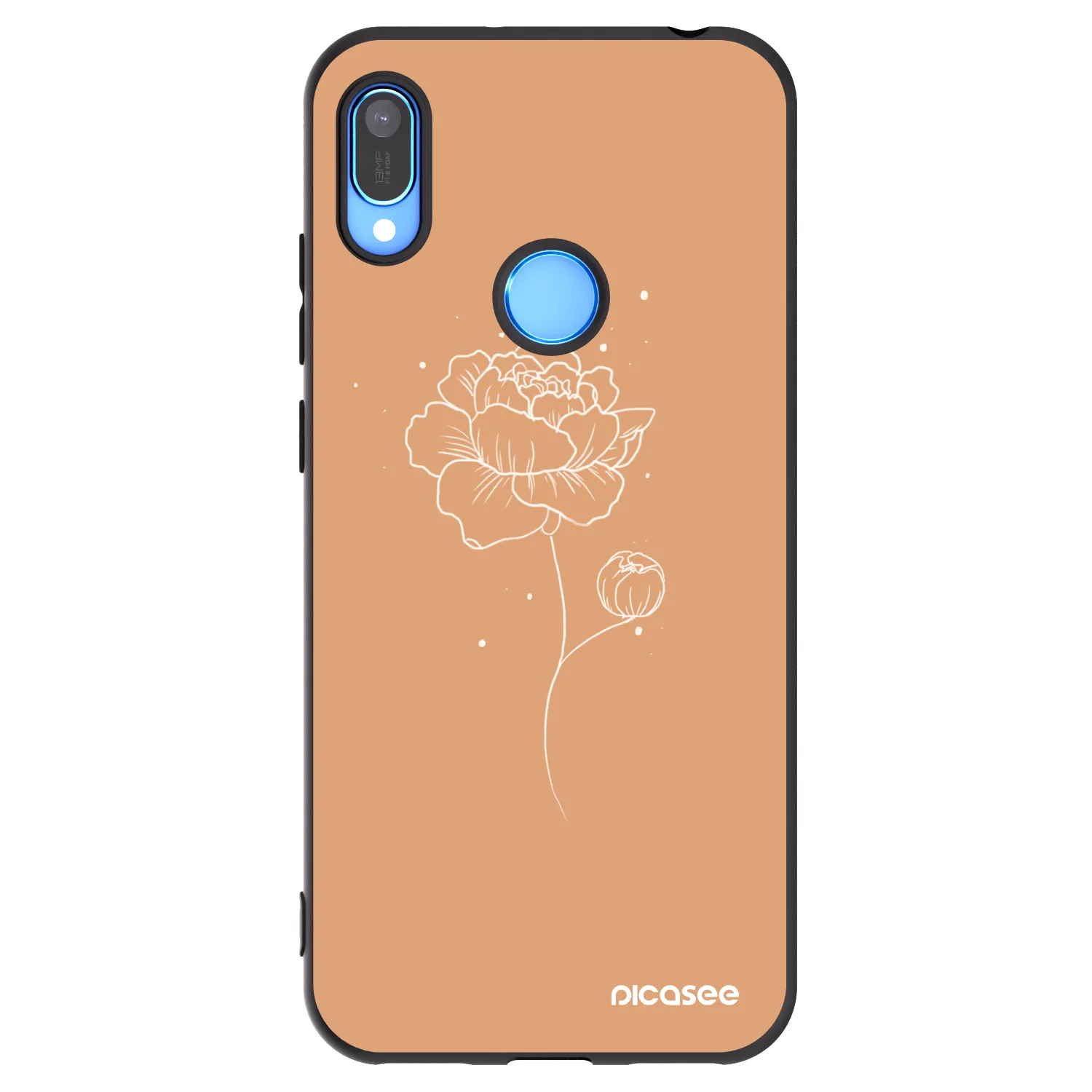 Picasee silikonowe czarne etui na Huawei Y6 2019 - Peonies