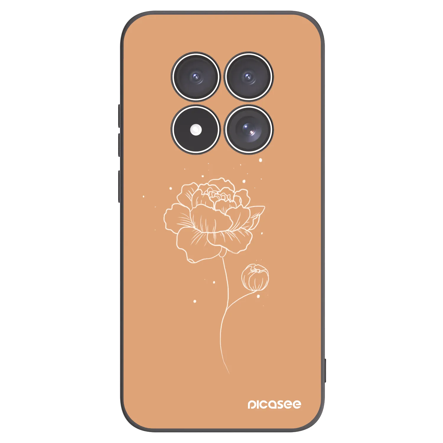 Picasee silikonowe czarne etui na Xiaomi Redmi Note 15 Pro 4G - Peonies