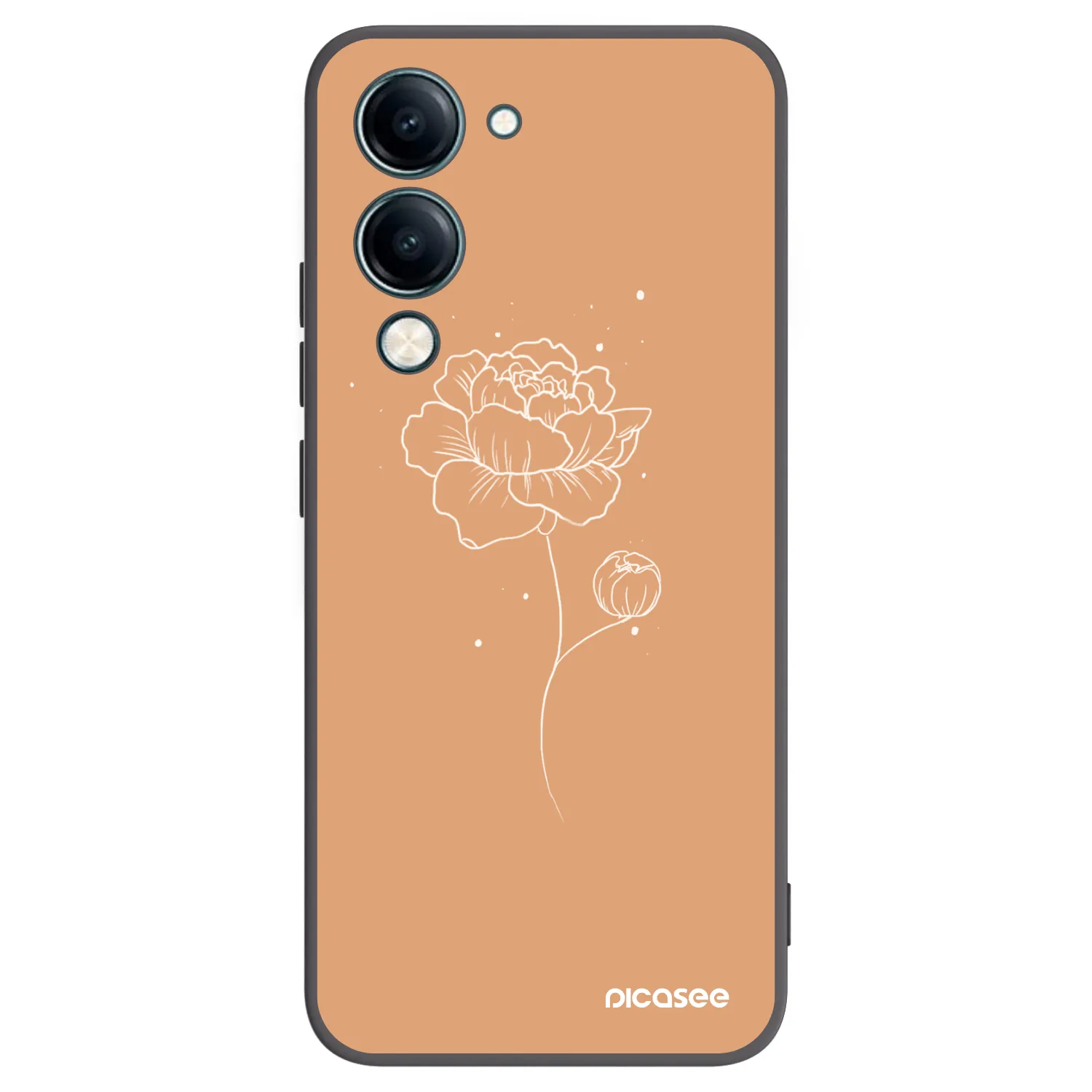 Picasee silikonowe czarne etui na Vivo Y29s 5G - Peonies
