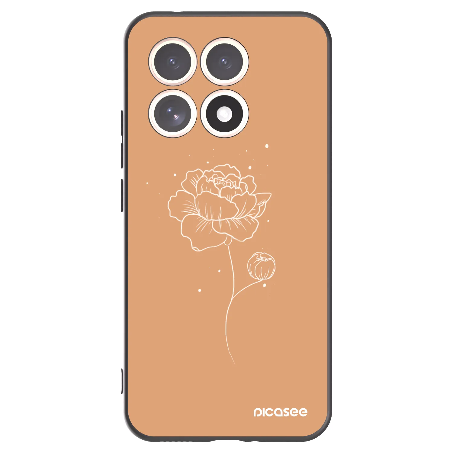 Picasee silikonowe czarne etui na Xiaomi 15T - Peonies