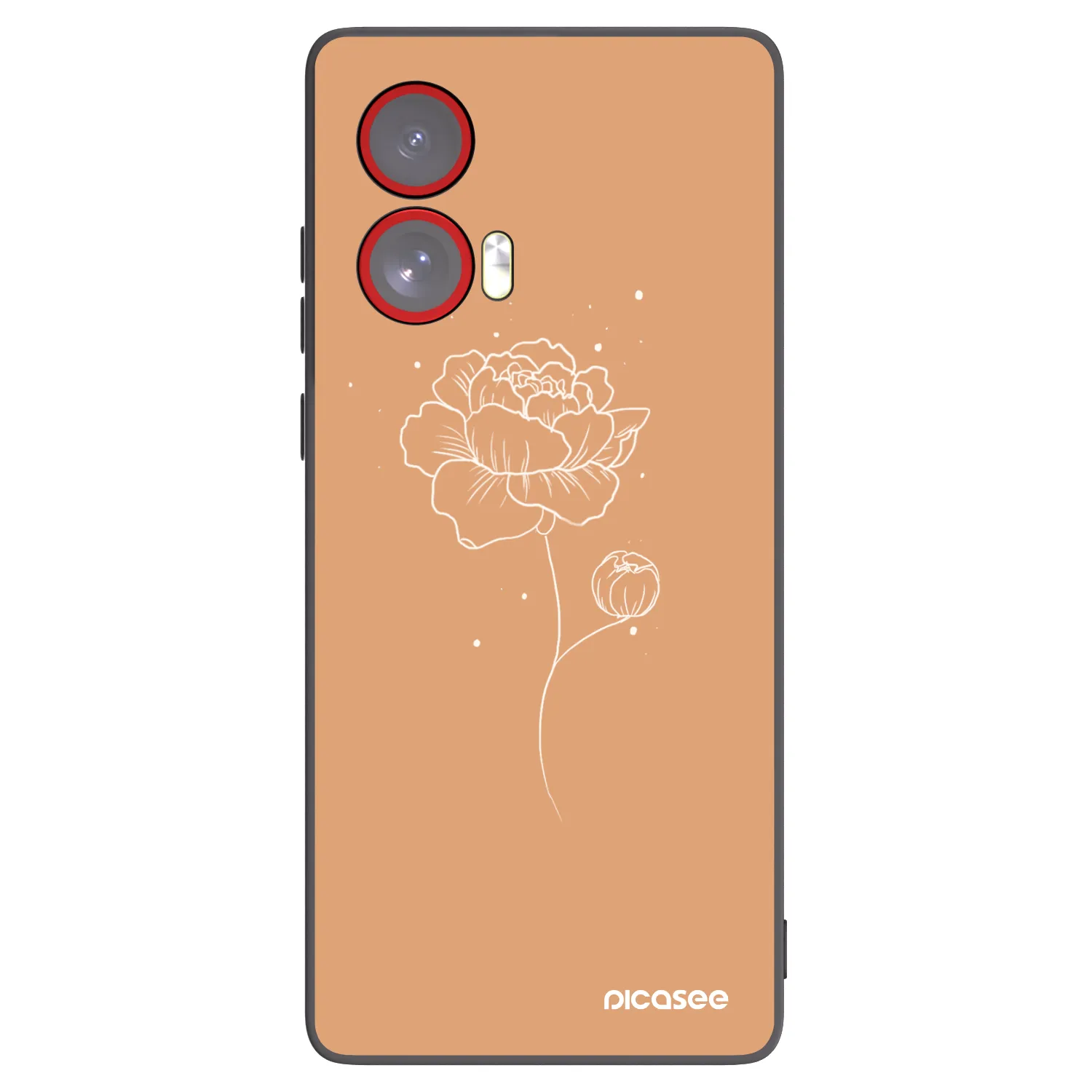 Picasee silikonowe czarne etui na Motorola Edge 50 Fusion - Peonies