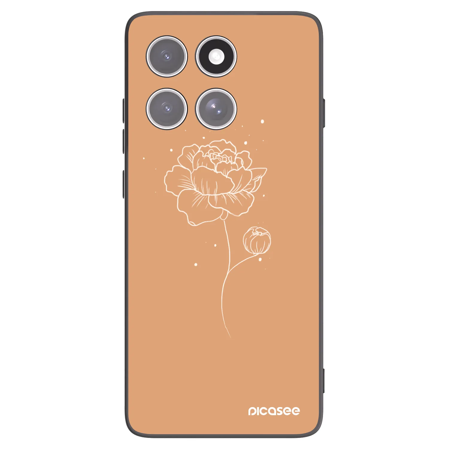 Picasee silikonowe czarne etui na Motorola Edge 60 Fusion - Peonies