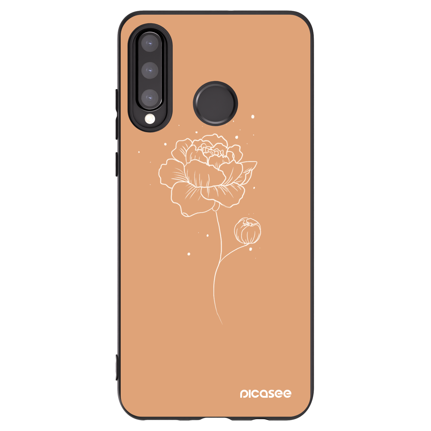 Picasee silikonowe czarne etui na Huawei P30 Lite - Peonies
