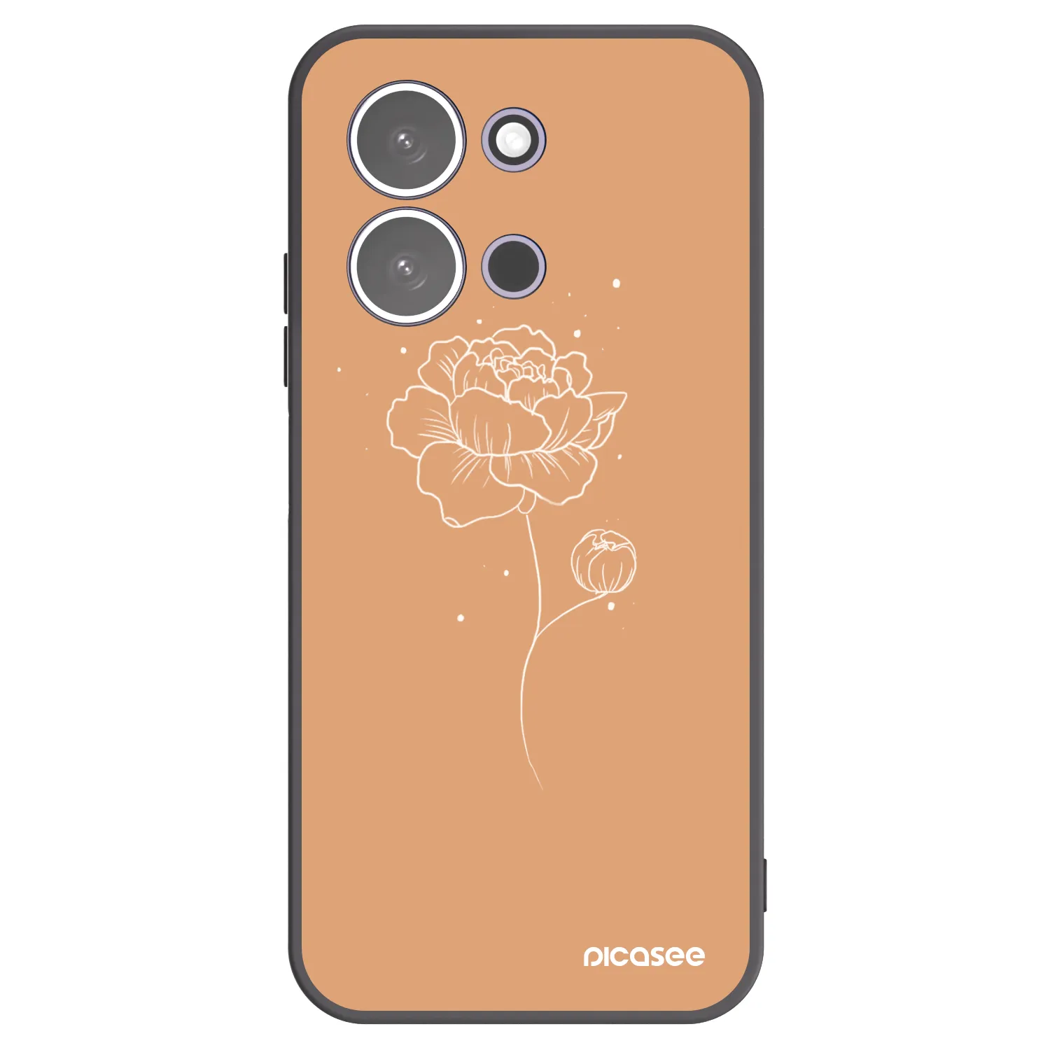 Picasee silikonowe czarne etui na Xiaomi Redmi 15C 5G - Peonies