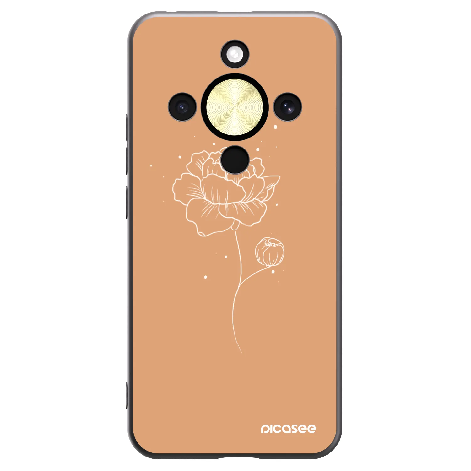 Picasee silikonowe czarne etui na Honor Magic8 Lite 5G - Peonies