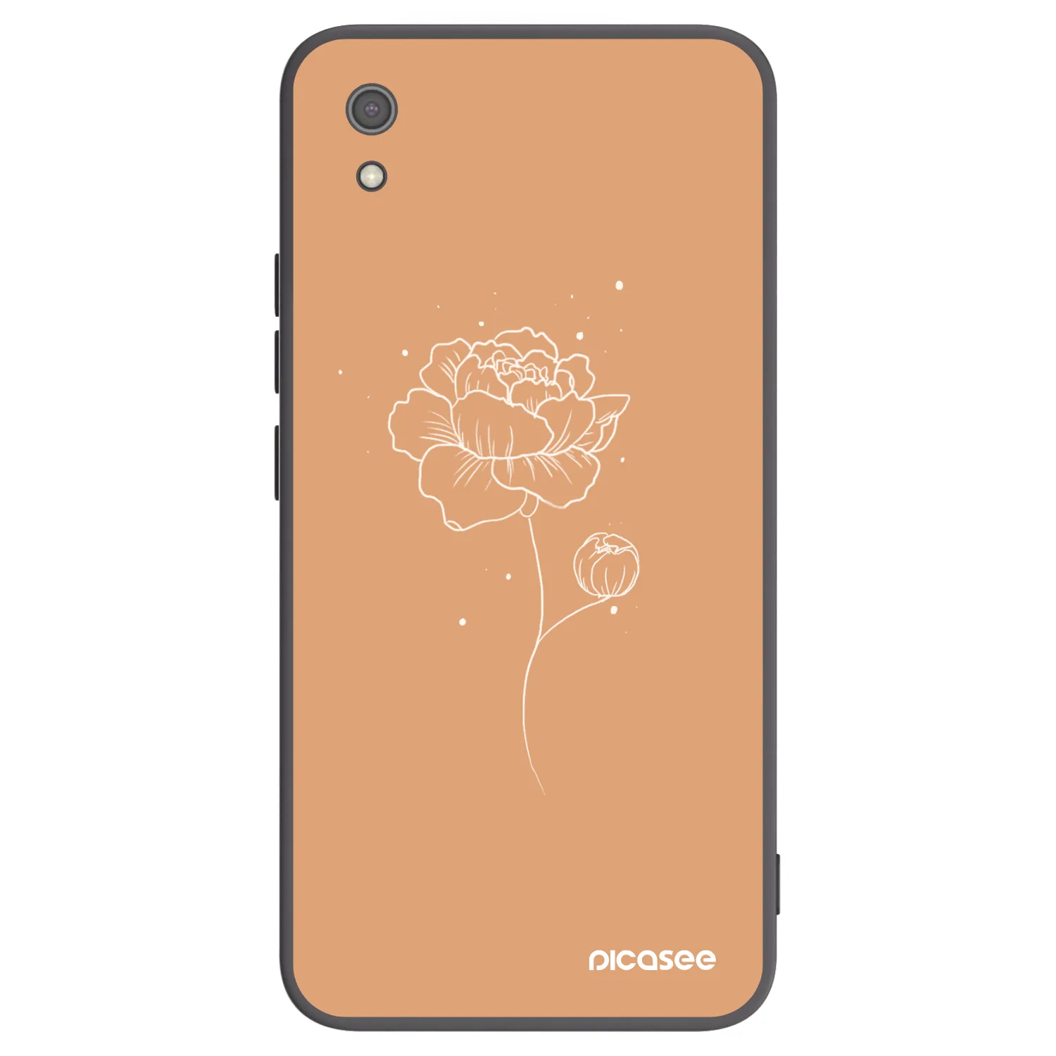Picasee silikonowe czarne etui na Xiaomi Redmi 7A - Peonies