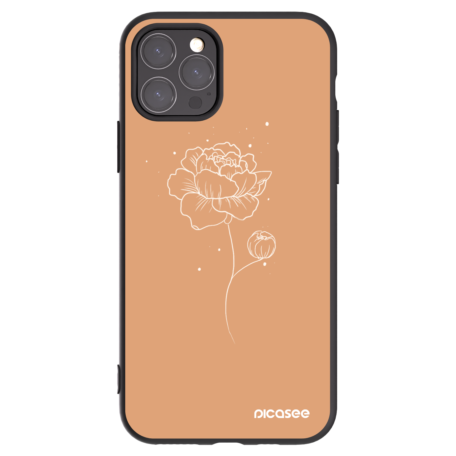 Picasee silikonowe czarne etui na Apple iPhone 11 Pro - Peonies