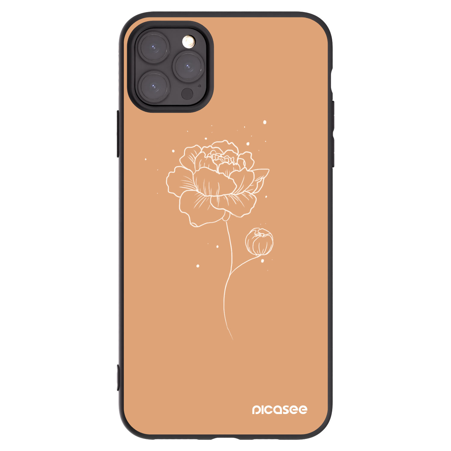 Picasee silikonowe czarne etui na Apple iPhone 11 Pro Max - Peonies