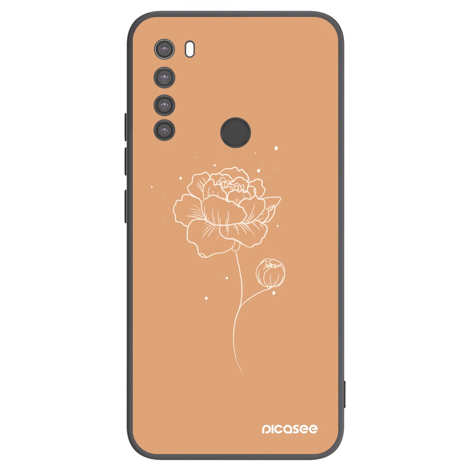 Picasee silikonowe czarne etui na Xiaomi Redmi Note 8 - Peonies