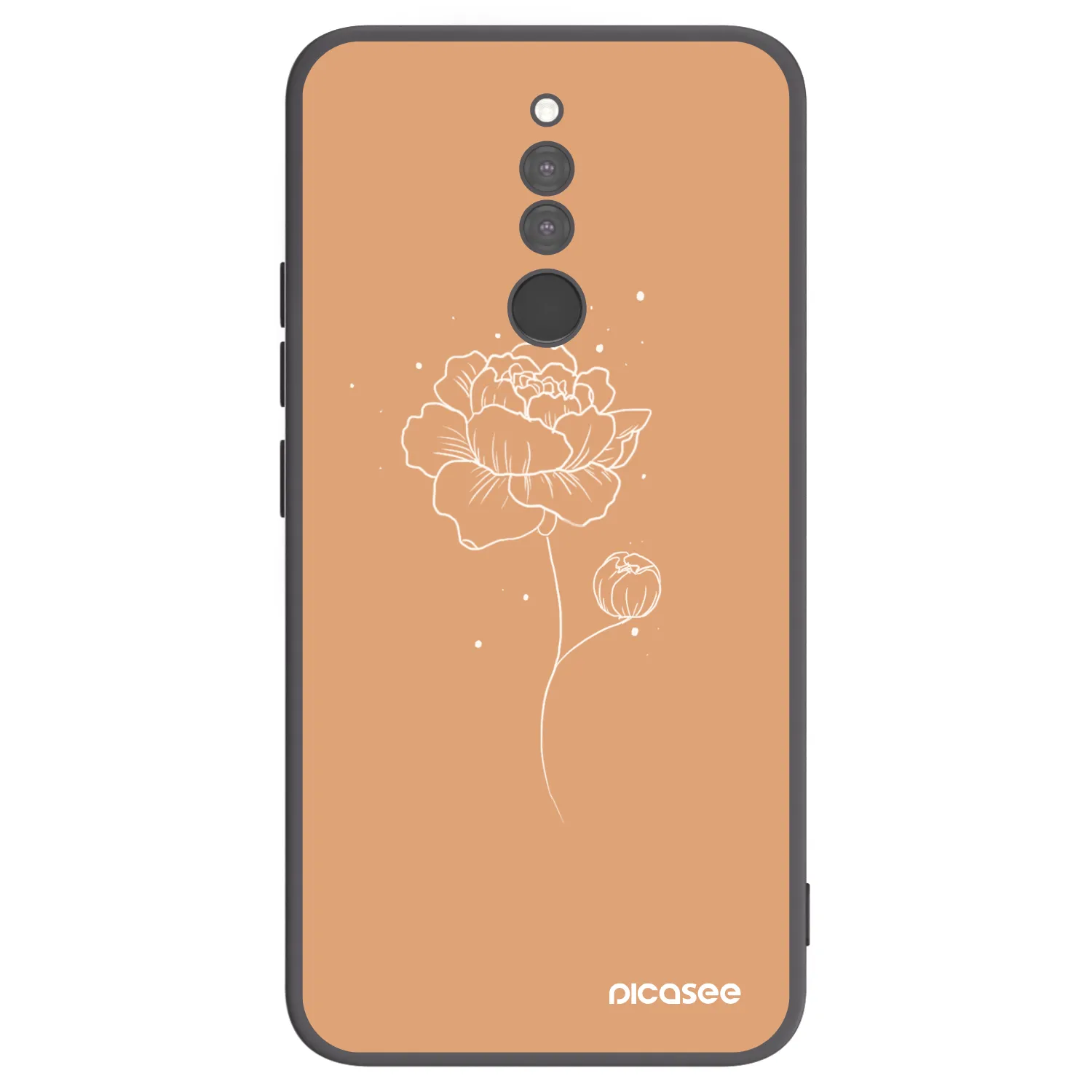 Picasee silikonowe czarne etui na Xiaomi Redmi 8 - Peonies