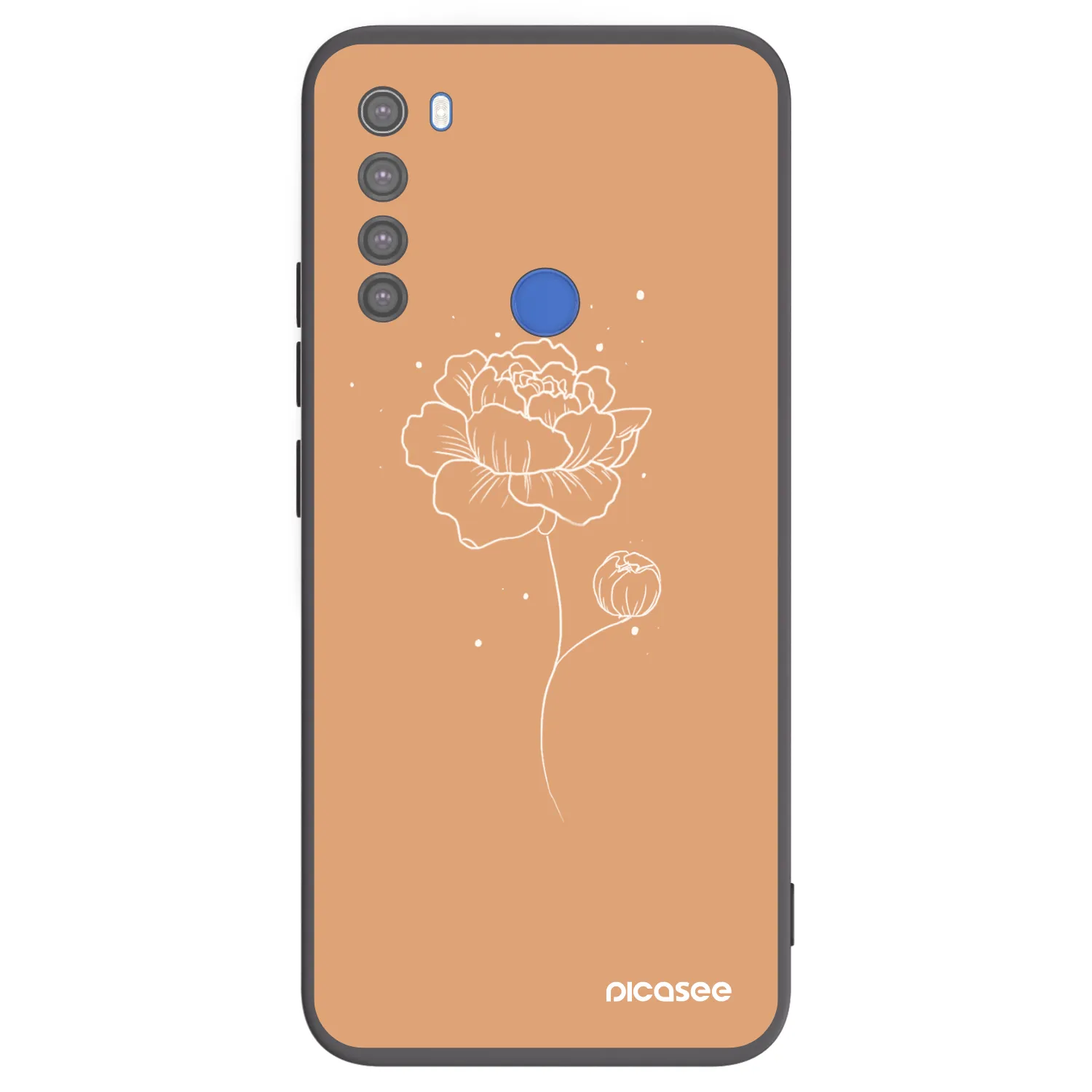 Picasee silikonowe czarne etui na Xiaomi Redmi Note 8T - Peonies