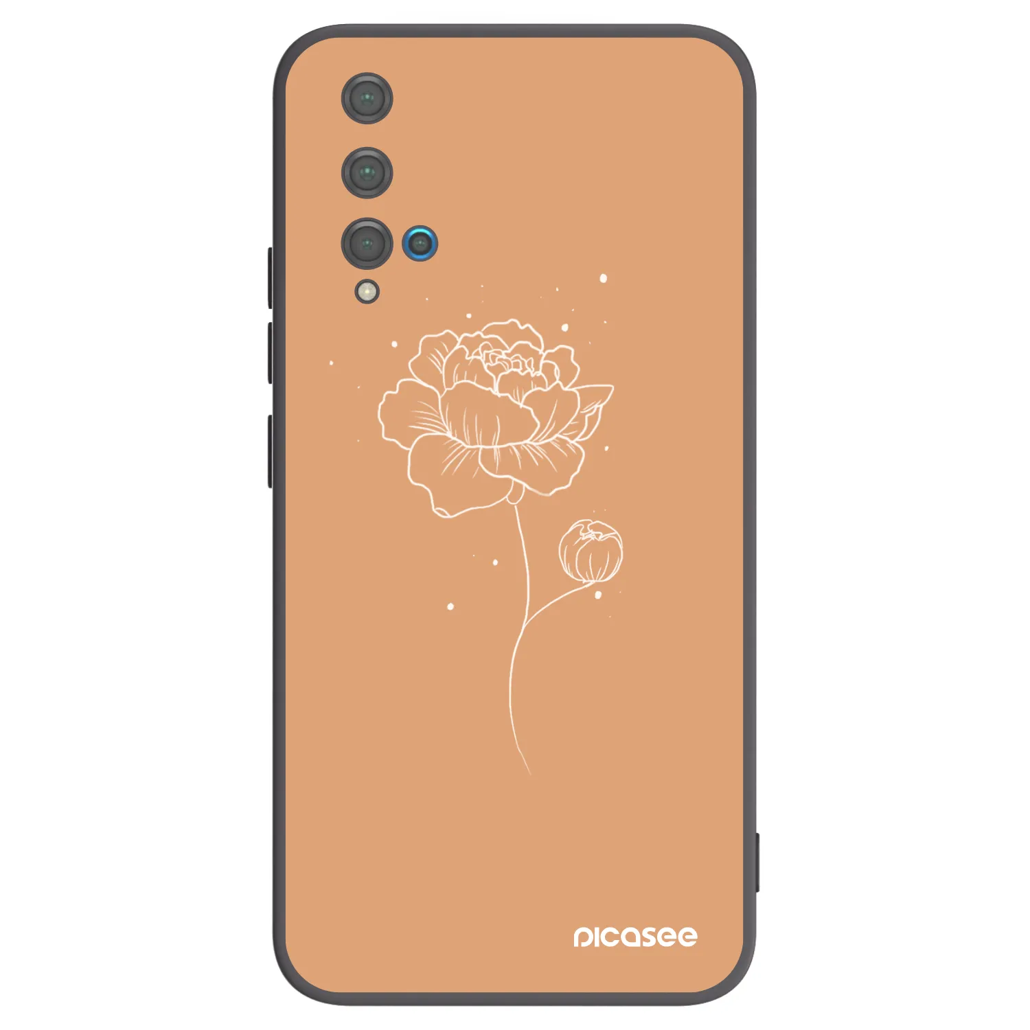 Picasee silikonowe czarne etui na Huawei Nova 5T - Peonies