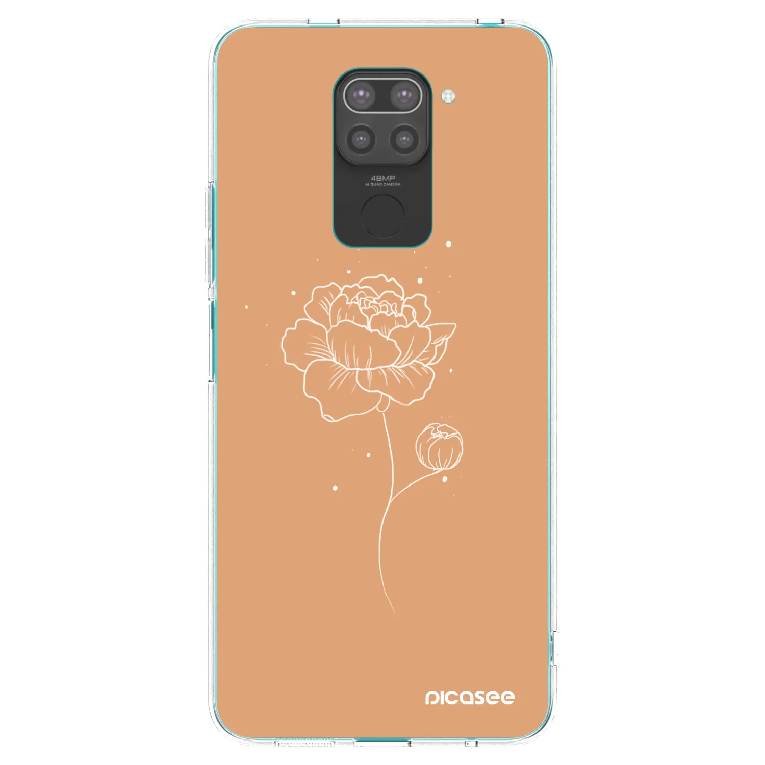 Picasee silikonowe czarne etui na Xiaomi Redmi Note 9 - Peonies