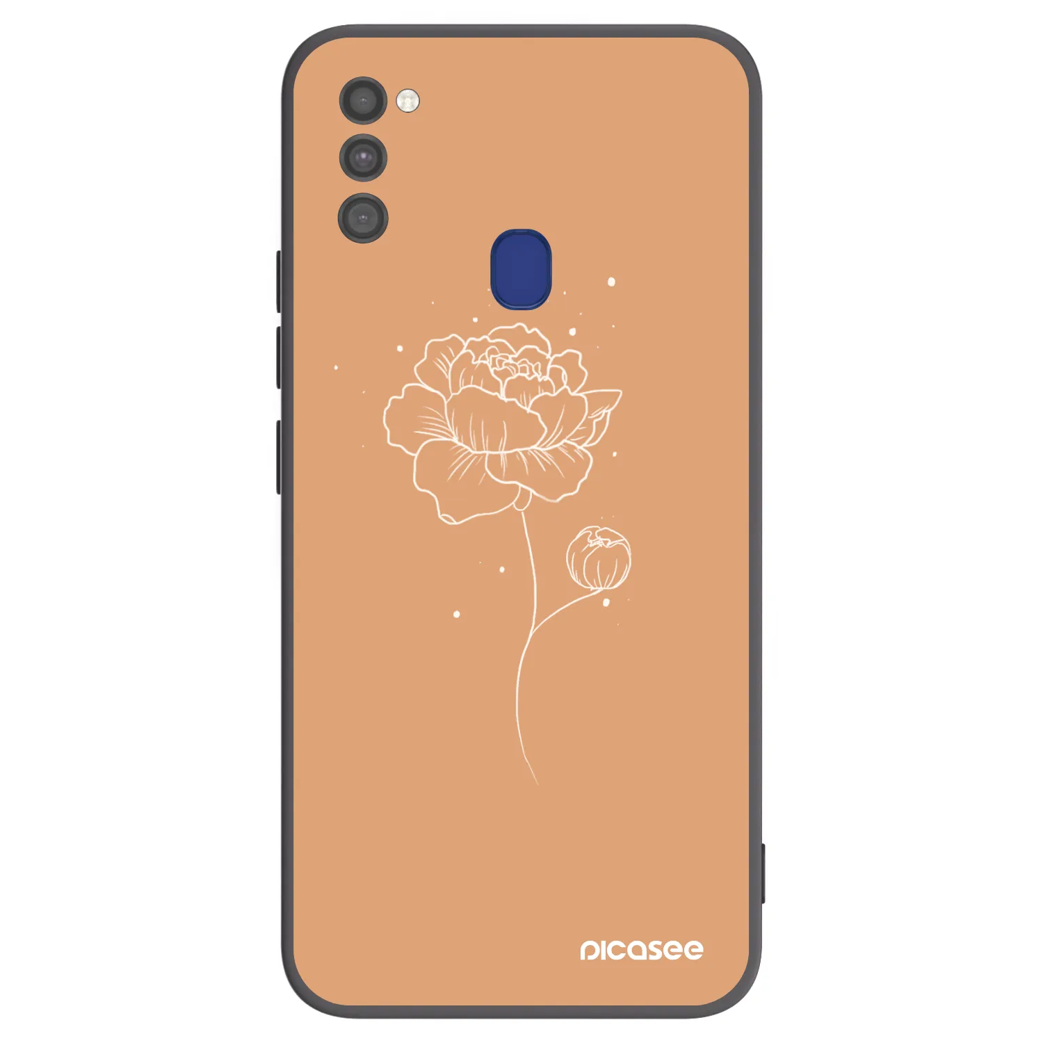 Picasee silikonowe czarne etui na Samsung Galaxy M21 M215F - Peonies