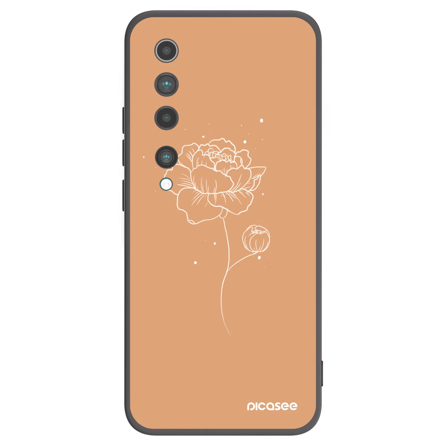 Picasee silikonowe czarne etui na Xiaomi Mi 10 - Peonies