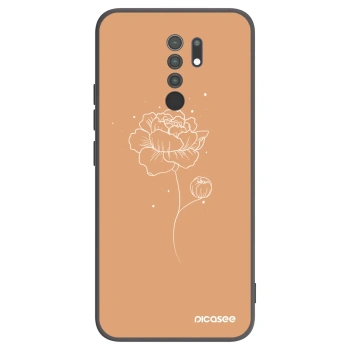 Picasee silikonowe czarne etui na Xiaomi Redmi 9 - Peonies