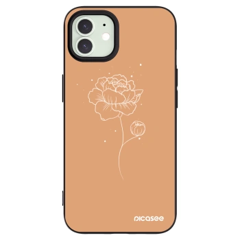 Picasee silikonowe czarne etui na Apple iPhone 12 - Peonies