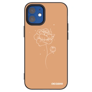 Picasee silikonowe czarne etui na Apple iPhone 12 mini - Peonies
