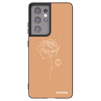 Picasee silikonowe czarne etui na Samsung Galaxy S21 Ultra 5G G998B - Peonies