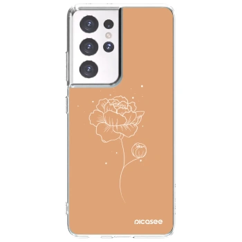 Picasee silikonowe przeźroczyste etui na Samsung Galaxy S21 Ultra 5G G998B - Peonies