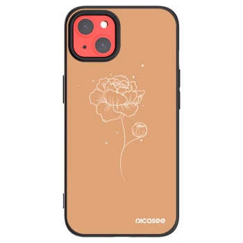 Picasee silikonowe czarne etui na Apple iPhone 13 - Peonies