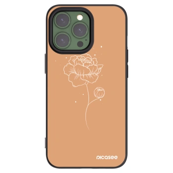 Picasee silikonowe czarne etui na Apple iPhone 13 Pro - Peonies