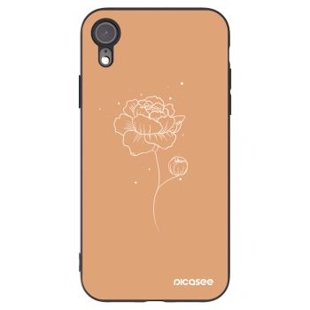 Picasee silikonowe czarne etui na Apple iPhone XR - Peonies