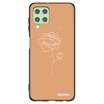 Picasee silikonowe czarne etui na Samsung Galaxy A22 A225F 4G - Peonies