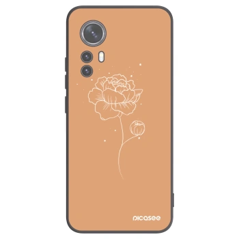 Picasee silikonowe czarne etui na Xiaomi 12X - Peonies
