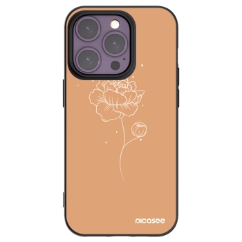 Picasee silikonowe czarne etui na Apple iPhone 14 Pro - Peonies