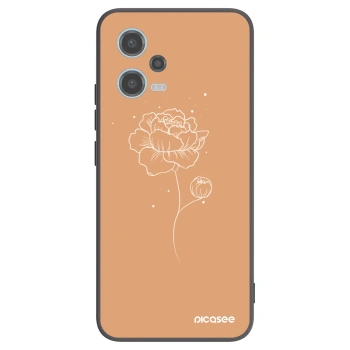 Picasee silikonowe czarne etui na Xiaomi Redmi Note 12 5G - Peonies