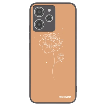 Picasee silikonowe czarne etui na Xiaomi Redmi 12 4G - Peonies