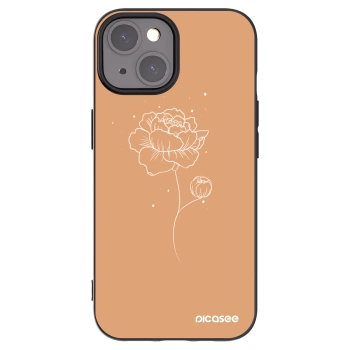 Picasee silikonowe czarne etui na Apple iPhone 15 - Peonies