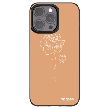 Picasee silikonowe czarne etui na Apple iPhone 15 Pro Max - Peonies