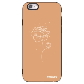 Picasee silikonowe czarne etui na Apple iPhone 6/6S - Peonies
