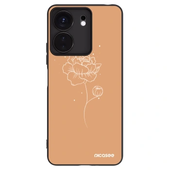 Picasee silikonowe czarne etui na Xiaomi Redmi 13C 4G - Peonies