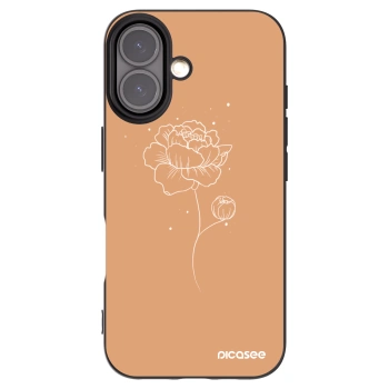 Picasee silikonowe czarne etui na Apple iPhone 16 - Peonies