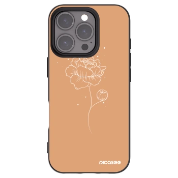 Picasee silikonowe czarne etui na Apple iPhone 16 Pro - Peonies