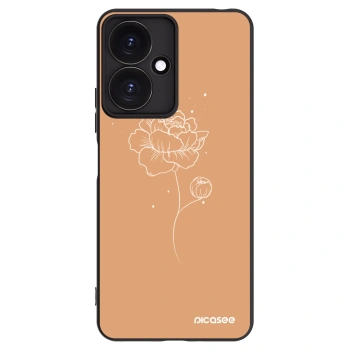 Picasee silikonowe czarne etui na Xiaomi Redmi 13C 5G - Peonies