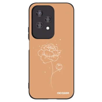 Picasee silikonowe czarne etui na Honor 200 Lite - Peonies