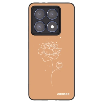Picasee silikonowe czarne etui na Xiaomi 14T Pro - Peonies