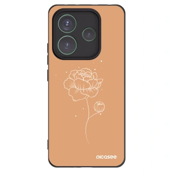 Picasee silikonowe czarne etui na Xiaomi Redmi Note 14 5G - Peonies