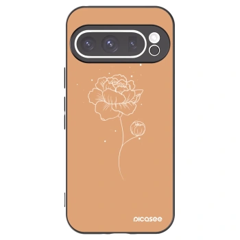 Picasee silikonowe czarne etui na Google Pixel 9 Pro - Peonies