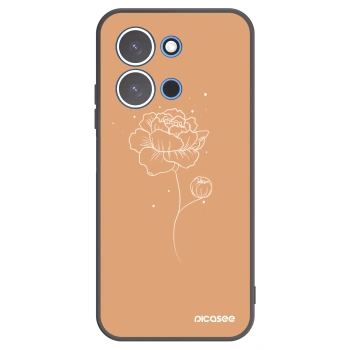 Picasee silikonowe czarne etui na Xiaomi Redmi 15C 4G - Peonies