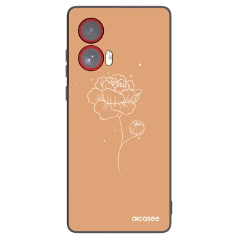 Picasee silikonowe czarne etui na Motorola Edge 50 Fusion - Peonies