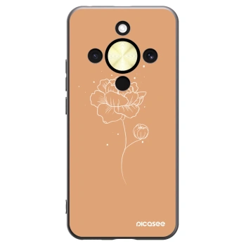 Picasee silikonowe czarne etui na Honor Magic8 Lite 5G - Peonies