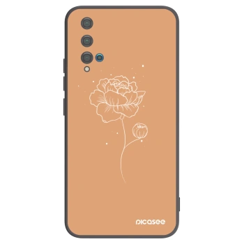 Picasee silikonowe czarne etui na Huawei Nova 5T - Peonies