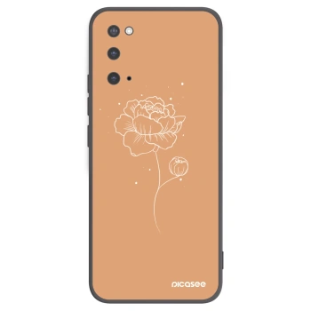 Picasee silikonowe czarne etui na Samsung Galaxy S20 G980F - Peonies