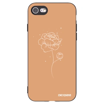 Picasee silikonowe czarne etui na Apple iPhone SE 2020 - Peonies