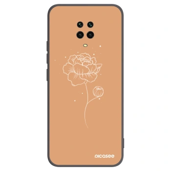 Picasee silikonowe czarne etui na Xiaomi Redmi Note 9 Pro - Peonies